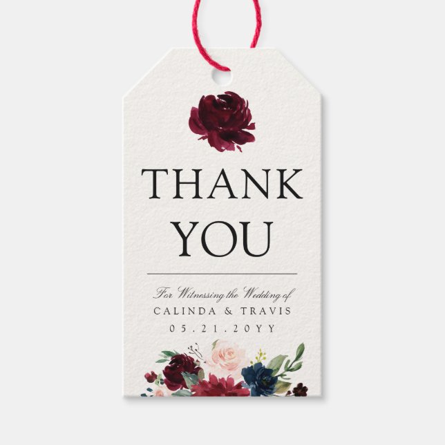 Burgundy Bouquet | Thank You Gift Tags (Front)