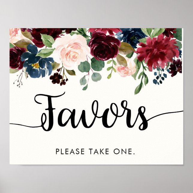 Burgundy Bouquet | Wedding Favours Poster (Front)