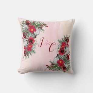 Burgundy Bouquets Flowers Cushion