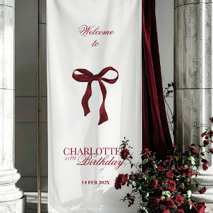 Burgundy Bow Birthday Party Shower Banner