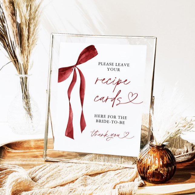 Burgundy Bow Bridal Recipe Cards Sign (Creator Uploaded)
