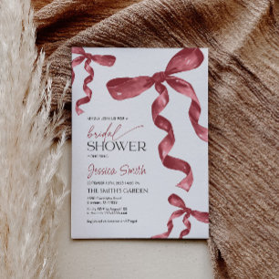 Burgundy Bow Bridal Shower Invitation