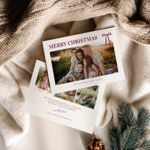 Burgundy Bow Photo Christmas Card