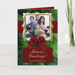Burgundy Bow, Rich Traditions Custom Photo Cards