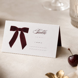 Burgundy Bow She's tying the knot BRIDAL SHOWER Place Card
