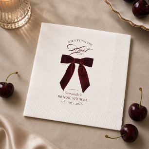 Burgundy Bow She's tying the knot recipe request Napkin
