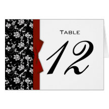 Burgundy Bow Wedding Table Number
