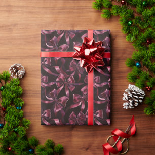 Burgundy Bows Christmas Wrapping Paper