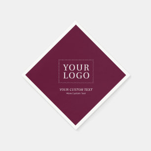 Burgundy Branded Custom Business Logo Promotional Napkin