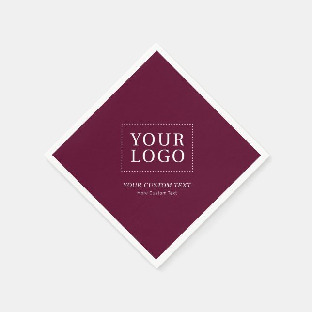  Burgundy Branded Custom Business Logo Promotional Napkin (Corner)