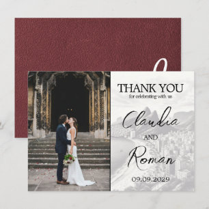 Burgundy Brazil Passport Thank You Card