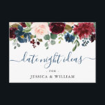 Burgundy Bridal Shower Date Night Idea Advice Card<br><div class="desc">Burgundy Navy Blue Blush Floral Bridal Shower Date Night Idea Advice Card.</div>