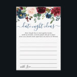 Burgundy Bridal Shower Date Night Idea Advice Card<br><div class="desc">Burgundy Navy Blue Blush Floral Bridal Shower Date Night Idea Advice Card.</div>