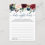 Burgundy Bridal Shower Date Night Idea Advice Card<br><div class="desc">Burgundy Navy Blue Blush Floral Bridal Shower Date Night Idea Advice Card.</div>