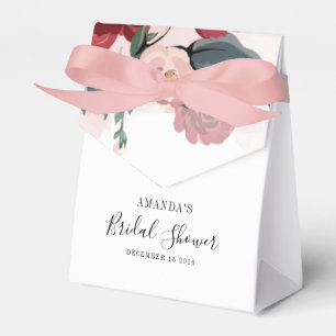 Burgundy Bridal Shower Floral Personalised Favour Box