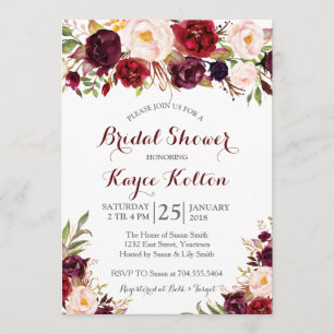 Burgundy bridal shower invitation