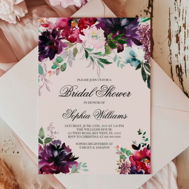 Burgundy Bridal Shower Invitation (Creator Uploaded)