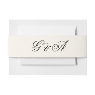 Burgundy Bride Groom Initials Wedding  Invitation Belly Band