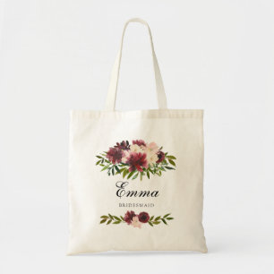 Burgundy Bridesmaid Bridal Party Tote Bag
