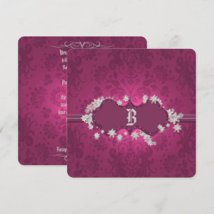 Burgundy Brocade Wedding Invitation