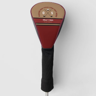 burgundy brown Golf Head Cover with golfer name