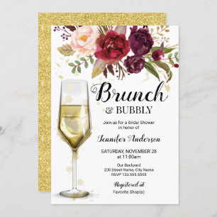 Burgundy Brunch & Bubbly Bridal Shower Invitation