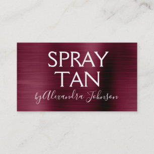 Burgundy Brushed Metal Spray Tan Business Card