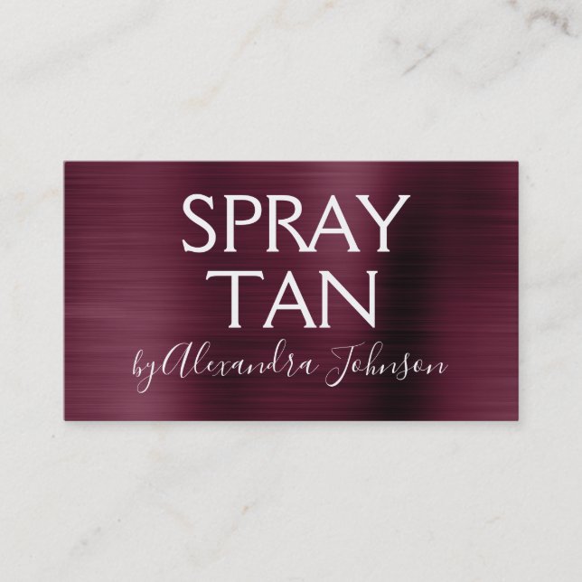 Burgundy Brushed Metal Spray Tan Business Card (Front)