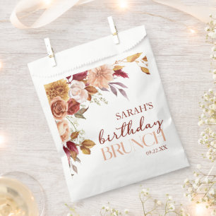 Burgundy Burnt Orange Floral Birthday Party Brunch Favour Bag