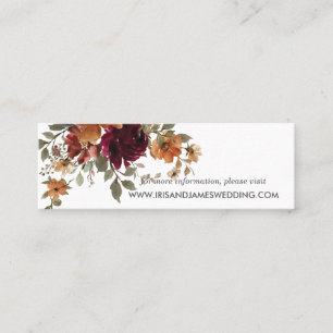 Burgundy Burnt Orange Floral Wedding Website Card