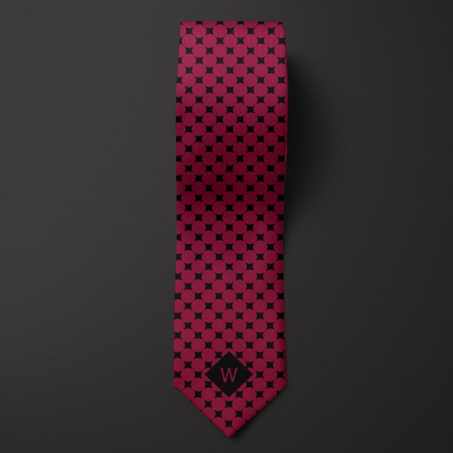 Burgundy Business Circles Monogram Tie (Creator Uploaded)