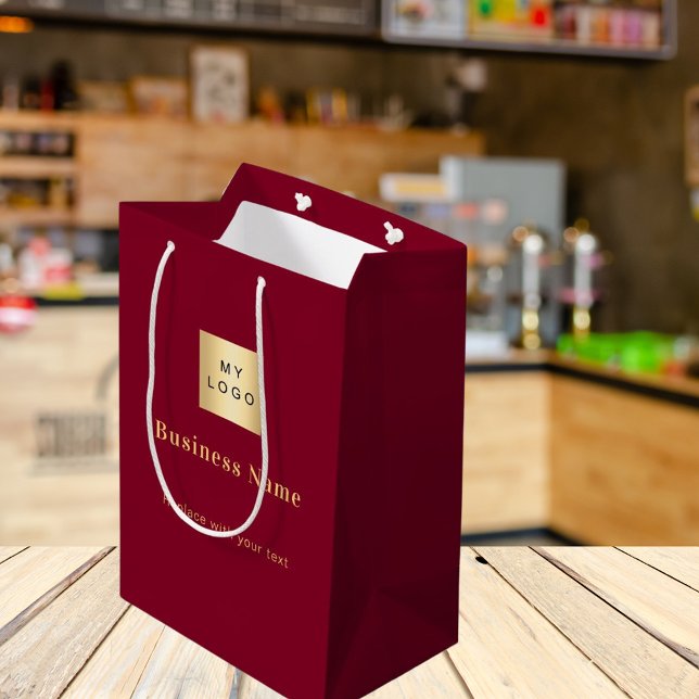 Burgundy business logo paper shopping bag (Creator Uploaded)
