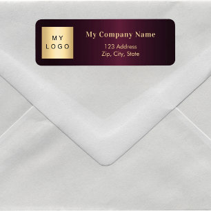 Burgundy business logo return address label