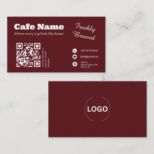 Burgundy Cafe Business Card QR Code Design