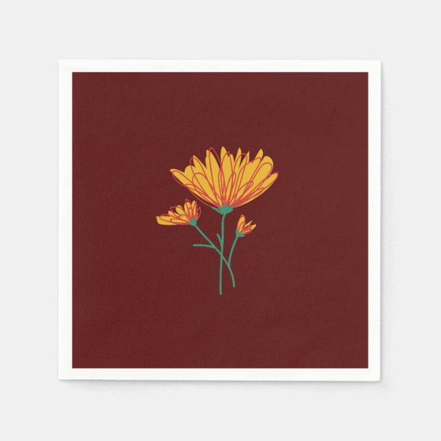 Burgundy Calendula Napkins (Front)