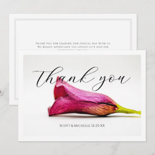 Burgundy Calla Lily Floral Wedding Thank You Card