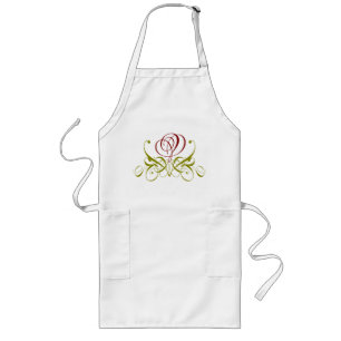 Burgundy Calligraphy Rose Adult Apron