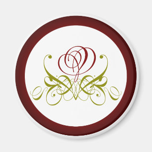 Burgundy Calligraphy Rose Magnet