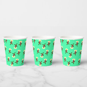 Burgundy candle with Xmas holly Paper Cups