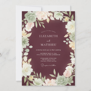 Burgundy Captivating Autumn Wedding Invitation