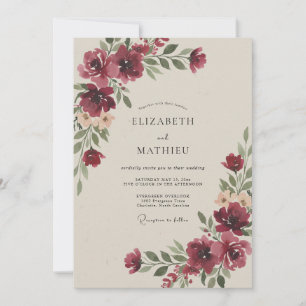 Burgundy Captivating Autumnal Wedding Invitation