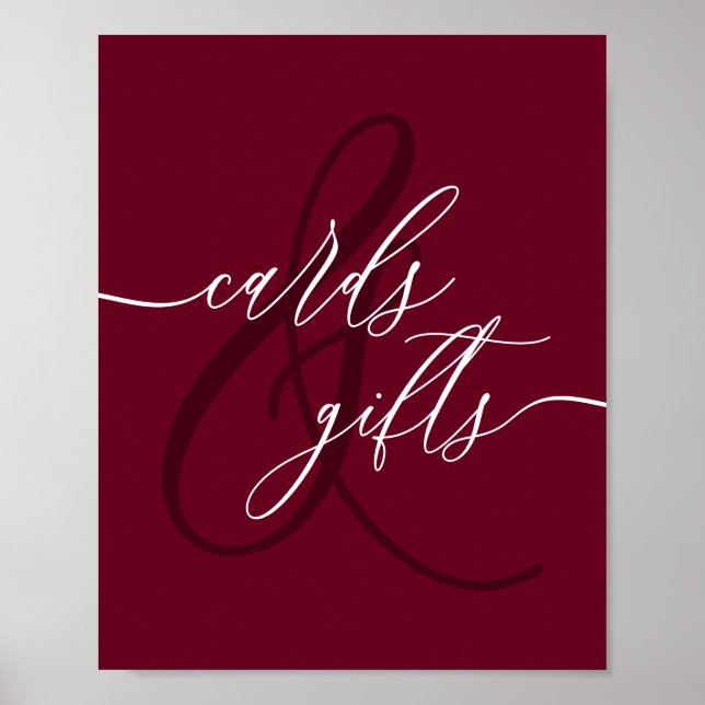 Burgundy Cards and Gifts Poster (Front)