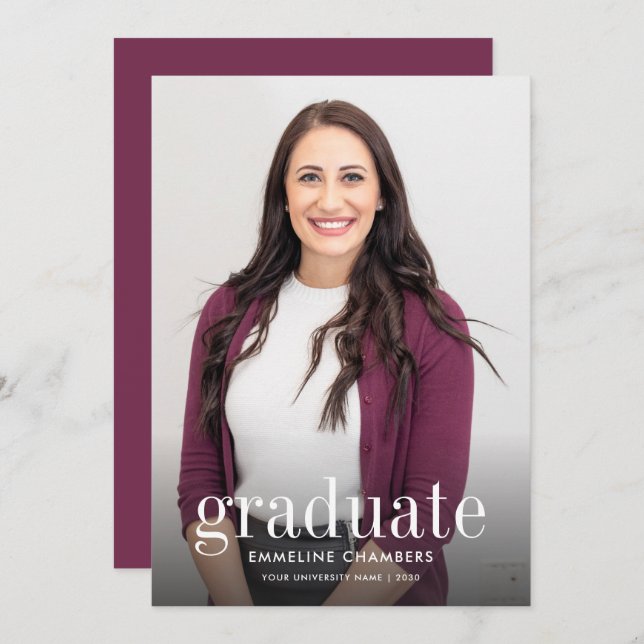 Burgundy | Casual Photo Graduation Party Invitation (Front/Back)