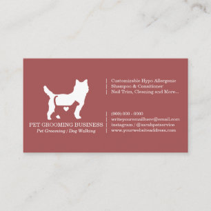 Burgundy Cat Dog Shelter Volunteer Business Card