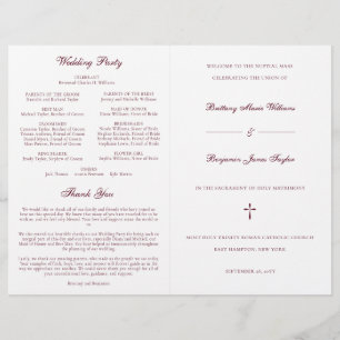Burgundy Catholic Wedding Mass Ceremony Program