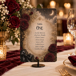 Burgundy Celestial Individual Table Seating Card