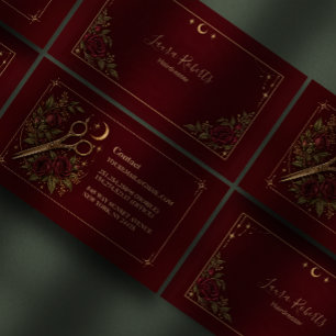 Burgundy Celestial Rose Hair Stylist Business Card
