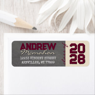 Burgundy Chalkboard Graduation Address Return Address Label