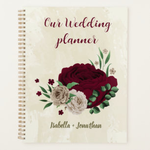 Burgundy champagne flowers wedding planner