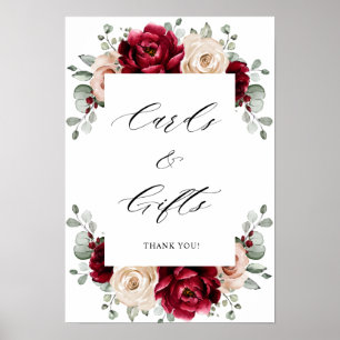 Burgundy Champagne Ivory Mauve Rose Cards & Gifts Poster